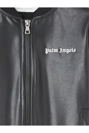 black polyurethane jacket PALM ANGELS KIDS | PBEA016F24FAB0011003